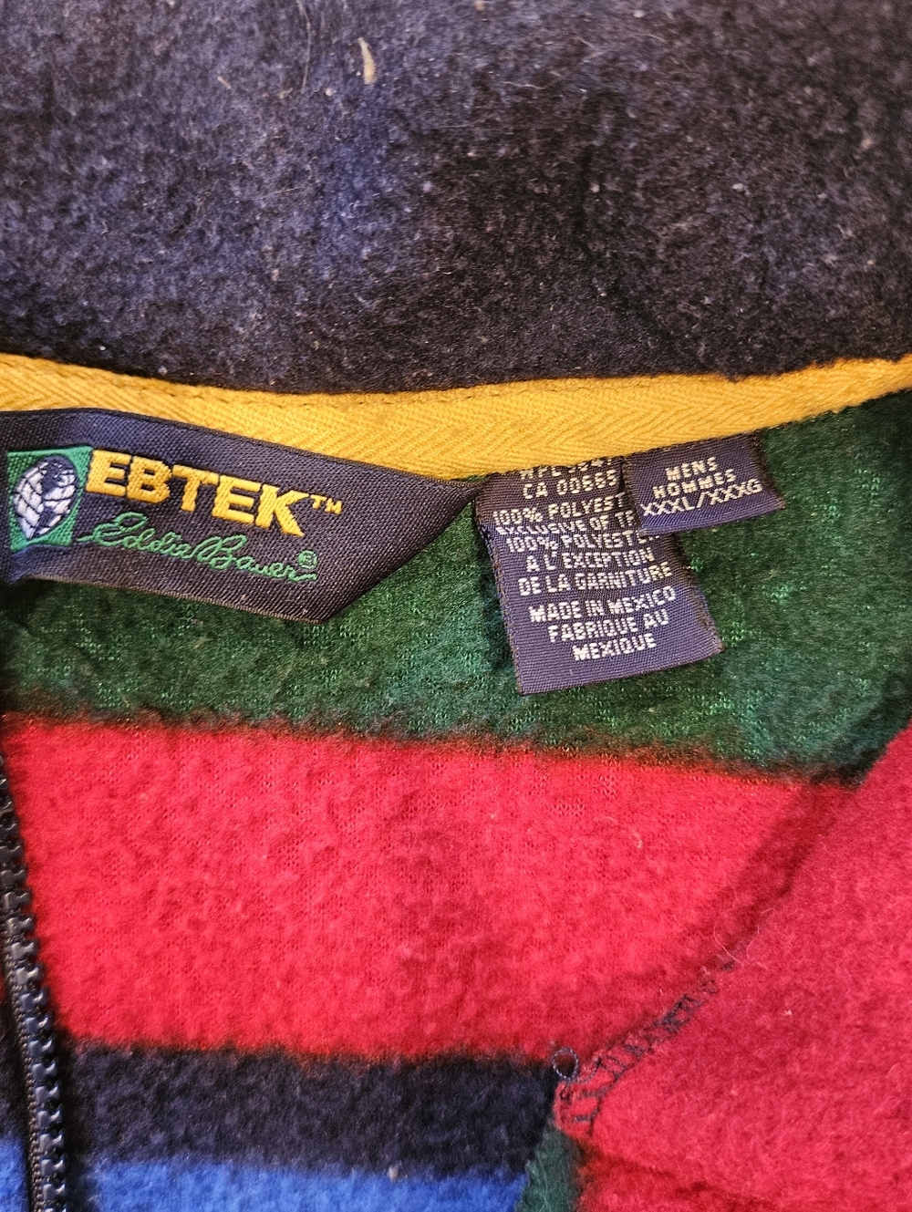 Vintage Ebtek Eddie Bauer Mens Pullover L Fleece Half Zip Striped XXXL - Picture 5 of 10